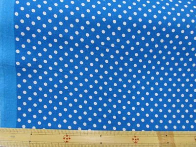 画像1: 現品限り　綿麻シーチング　Dots　ドット　水玉柄　（青地）