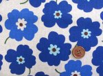 画像1: (3)綿麻キャンバス　北欧風　シンプルフラワー・花柄　はぎれ８０ｃｍ(ブルー) (1)