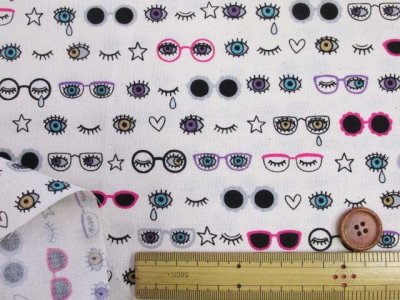 画像1: HPのみセール中!!2割引き価格!!　ヒト・モノ・パーツ EYE柄　シーチング生地