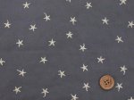 画像1: （３）再販!!　可愛い!!　刺繍生地　スター・星柄　ソフトブロード生地　はぎれ５５ｃｍ（グレーGRY） (1)