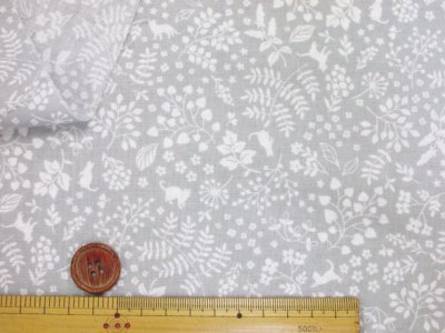 画像1: (3)キャットガーデン・シルエット柄　スケア生地　はぎれ８０ｃｍ(グレー)