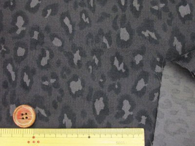 画像1: ◆◆21W　細コール天　レオパード・ヒョウ柄　コーデュロイ生地　はぎれ８０ｃｍ(ダークグレー)