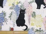 画像3: (1)和柄　百華繚蘭　-猫と藤-　シーチング生地　ゴールドラメ入り　キルトゲイト　はぎれ８０ｃｍ(オフホワイトa) (3)