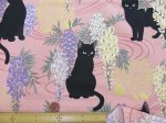 画像7: 和柄　百華繚蘭　-猫と藤-　シーチング生地　ゴールドラメ入り　キルトゲイト (7)