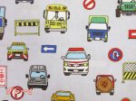 画像8: はたらく車と標識柄　バス・パトカー・消防車・救急車・ブルドーザー　CBポプリン生地 (8)