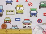 画像10: はたらく車と標識柄　バス・パトカー・消防車・救急車・ブルドーザー　CBポプリン生地 (10)