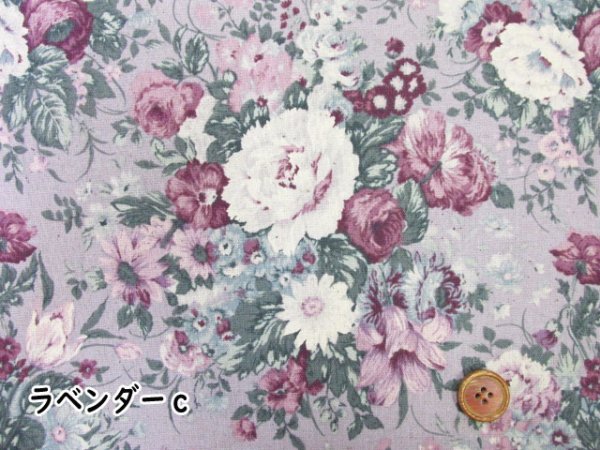 YUWA 定番 アンティークフラワー 花柄 コットンリネンキャンバス生地