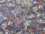 画像2: コンピュータープログラミング　パソコン・コンピューター柄　オックス生地　ラミネートはぎれ９０ｃｍ↑(ネイビー) (2)
