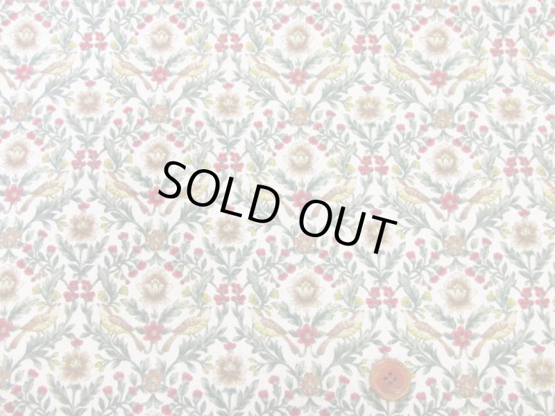 画像3: ダマスクバード　ダマスク・鳥柄　コットンリネンキャンバス生地 (3)