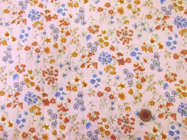 レトロクラシックフラワーズ 花柄 シーチング生地 ストライプステッチ