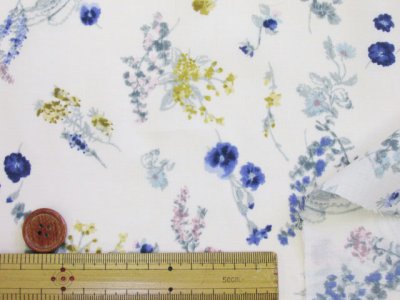 画像1: ボタニカル　シンプルフラワー　花柄　60ローン生地