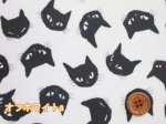 画像2: キャットフェイス　黒猫柄　オックス生地　ラミネート　つや消し (2)