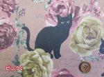 画像5: 黒猫とバラ柄　コットンリネンキャンバス生地　ラミネート　つや消し (5)