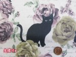 画像2: 黒猫とバラ柄　コットンリネンキャンバス生地　ラミネート　つや消し (2)