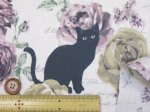画像4: 黒猫とバラ柄　コットンリネンキャンバス生地　ラミネート　つや消し (4)