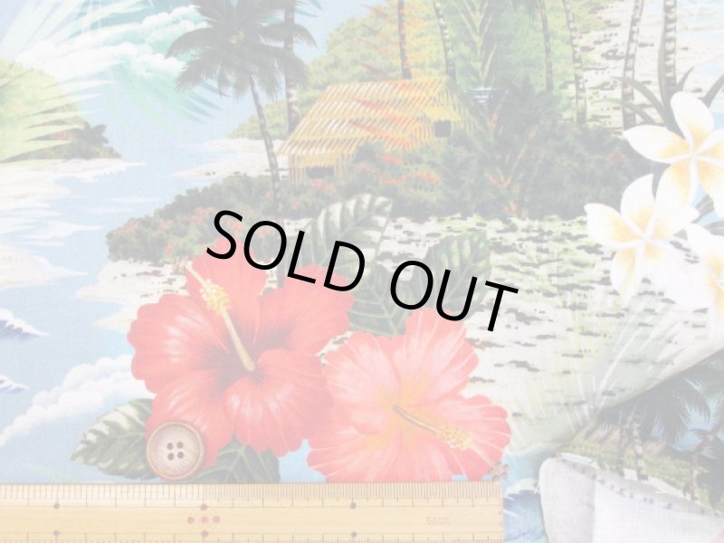 画像4: さららシリーズ　ハワイアン・アイランドビーチ・ハイビスカス柄　インクジェットプリント　シーチング生地 (4)
