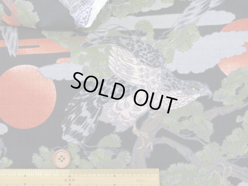 画像7: 和柄　鷹と松　日の出・松の木・タカ柄　ドビー生地 (7)