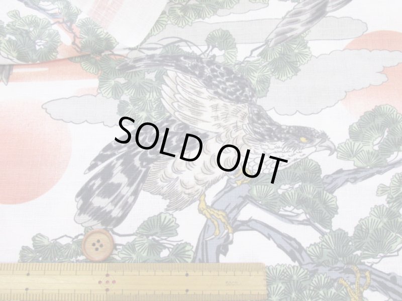 画像4: 和柄　鷹と松　日の出・松の木・タカ柄　ドビー生地 (4)