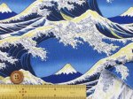 画像7: 和柄　富士・波・百景　富士山柄　シーチング生地　ゴールドラメ入り (7)
