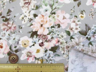 画像1: noraシリーズ　ロマンスフラワーブーケ　フラワー・花柄　インクジェットプリント　シーチング生地