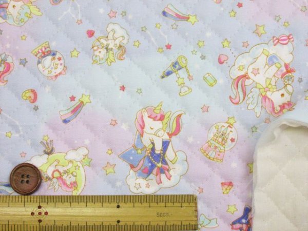ゆめかわ 星空とユニコーン 星座・宇宙柄 オックス生地 全針キルト