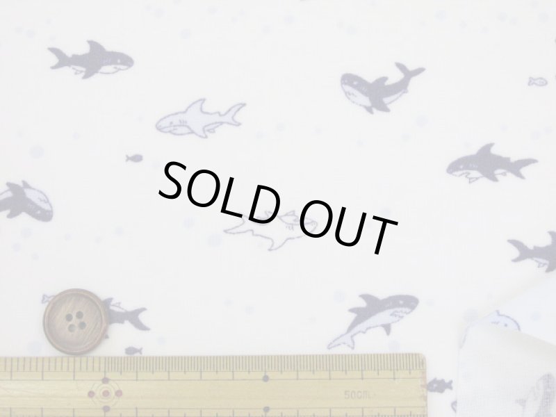 画像4: 可愛い　サメとお魚　サメ柄　シーチング生地　ラミネート　つや消し (4)