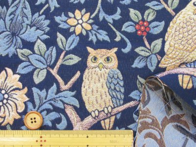 画像1: 国産　BISHUブランド　75cm×50cmサイズ　オウルフォレスト　フクロウ柄　ゴブラン生地