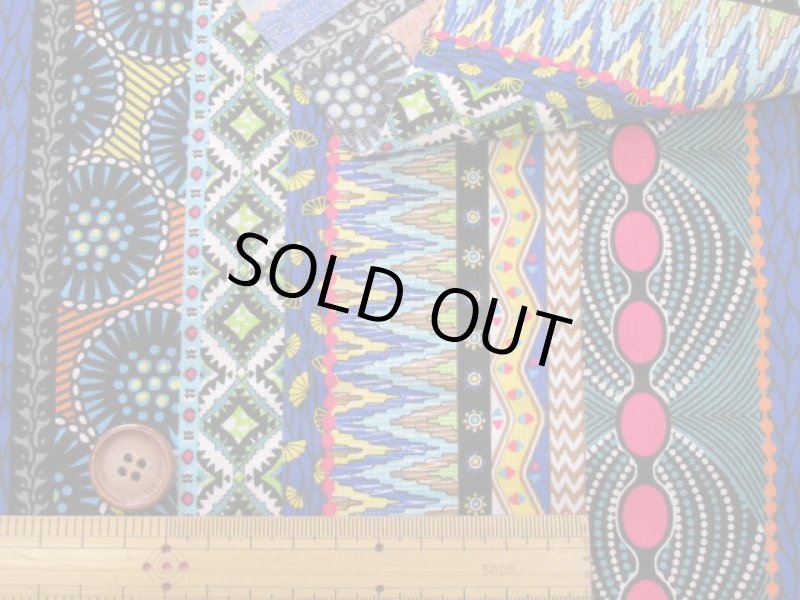 画像2: ♡アジアンストライプ　ストライプ柄　シーチング生地　はぎれ２５ｃｍ(ブルーa) (2)