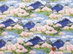 画像3: お城と富士山と桜　城・富士・桜柄　シーチング生地 (3)