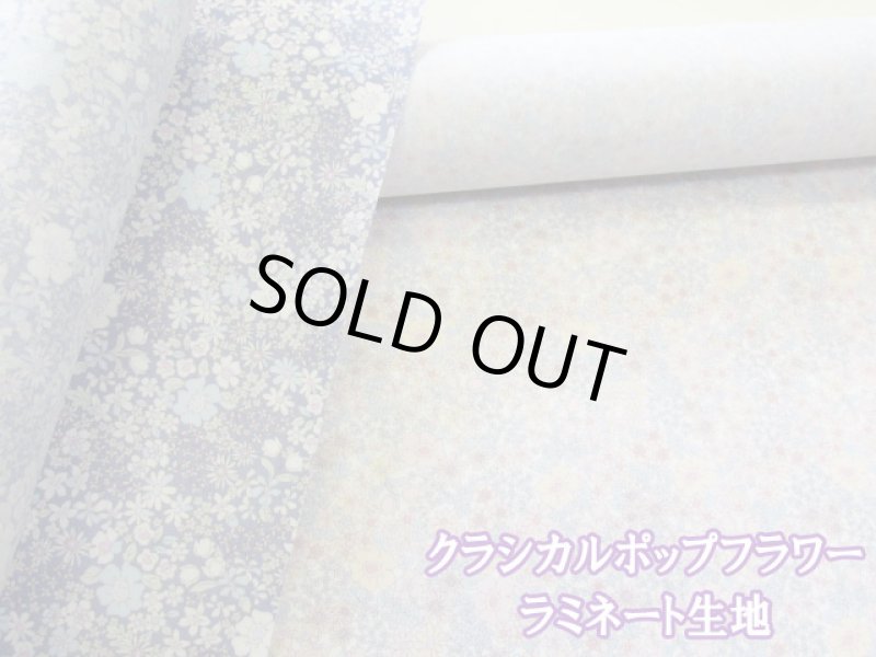 画像1: クラシカルポップフラワー　フラワー・花柄　ブロード生地　ラミネート　つや消し (1)