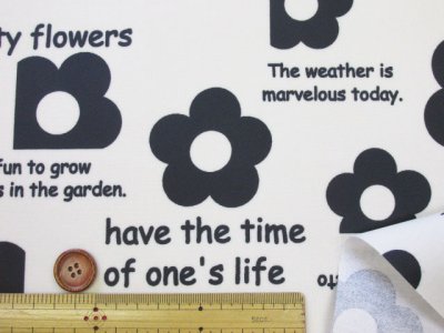 画像1: ライクフラワーズ　英字　フラワー・花柄　オックス生地　ラミネート　つや消し