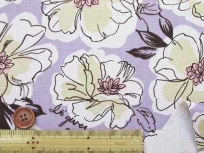 画像1: 英字フラワー　フラワー・花柄　オックス生地