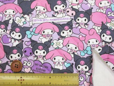 画像2: サンリオ　50周年　マイメロディ　クロミ　ラブリーハート柄　オックス生地 　半針キルト