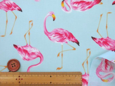 画像2: セブンベリー フラミンゴ　鳥・動物柄　ブロード生地　ラミネート　つや消し