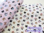 画像1: キャットフェイス　ネコ・猫・顔柄　シーチング生地 (1)