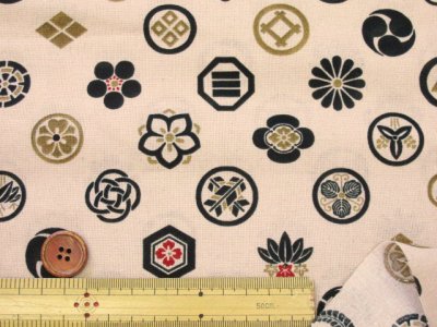 画像1: 和柄　家紋　紋模様　紋柄　シーチング生地