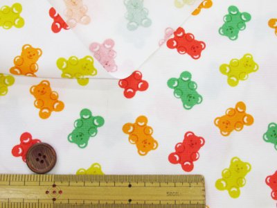 画像1: クマグミ　お菓子・くま柄　オックス生地