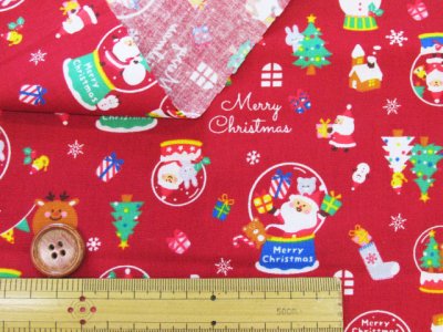 画像2: スノードームサンタ　サンタクロース・クリスマス柄　スケア生地