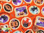画像2: ハロウィン　黒猫・ゴースト・パンプキン柄　スケア生地 (2)