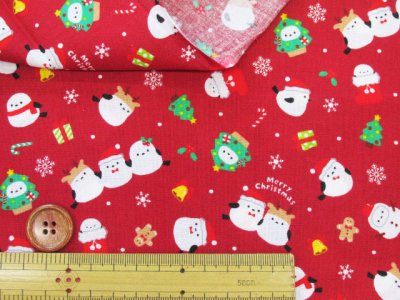 画像2: シマエナガクリスマス　シマエナガ・クリスマス柄　スケア生地