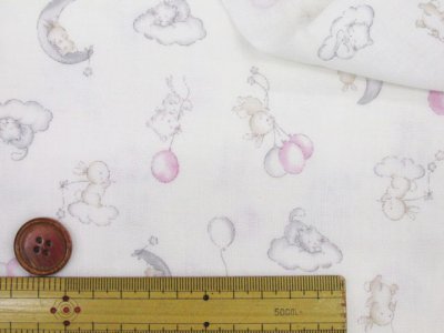画像2: ゆめかわ　ねことうさぎ　ネコ・ウサギ柄　ダブルガーゼ生地 