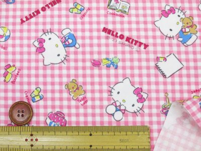 画像2: サンリオ　ハローキティ　ギンガムチェック柄　オックス生地