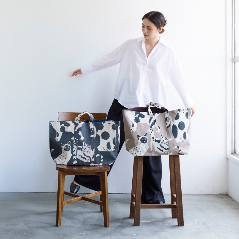 画像15: NekoNoe K from 30 SEWINGPINS ×echino　CATCAT　ネコ・猫・大柄　綿麻キャンバス生地 (15)