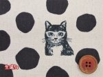 画像2: NekoNoe K from 30 SEWINGPINS ×echino　CATDOT　ネコ・猫・ドット柄　綿麻キャンバス生地 (2)
