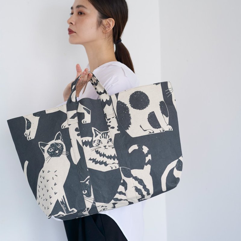 画像14: NekoNoe K from 30 SEWINGPINS ×echino　CATCAT　ネコ・猫・大柄　綿麻キャンバス生地 (14)