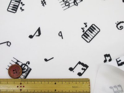 画像1: ドット絵　音符　ピアノ　音楽柄　オックス生地 ラミネート　つや消し
