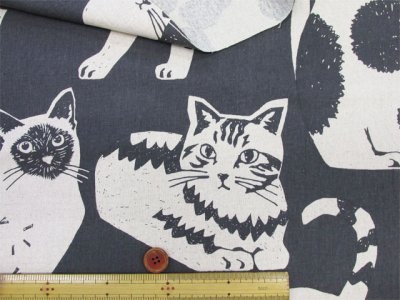 画像2: NekoNoe K from 30 SEWINGPINS ×echino　CATCAT　ネコ・猫・大柄　綿麻キャンバス生地