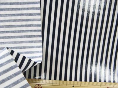 画像2: 定番　ストライプ【中】柄　ブロード生地　（黒色）　ラミネート　※つや有