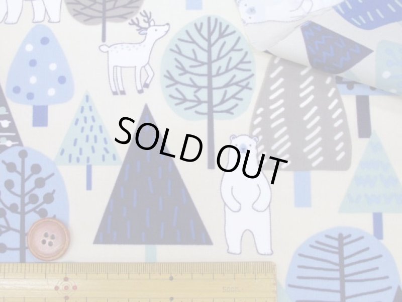 画像4: 撥水加工　アニマルフォレスト　動物・森柄　ナイロンオックス生地 (4)