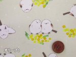 画像2: ミモザとシマエナガ　ミモザ・シマエナガ・鳥柄　オックス生地　コスモテキスタイル (2)